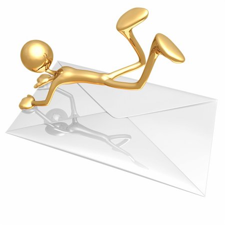 simsearch:400-05910768,k - A Gold Guy Email Concept And Presentation Figure In 3D Foto de stock - Royalty-Free Super Valor e Assinatura, Número: 400-04110639