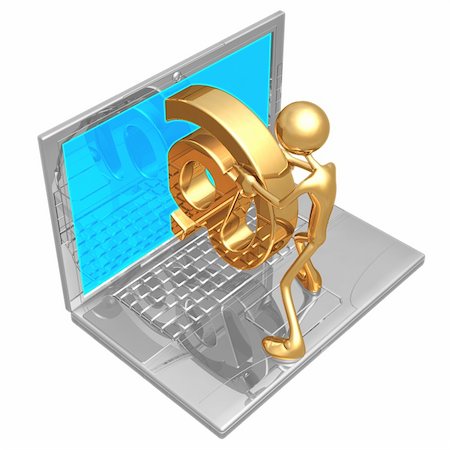 simsearch:400-05910768,k - A Gold Guy Email Concept And Presentation Figure In 3D Foto de stock - Royalty-Free Super Valor e Assinatura, Número: 400-04110646