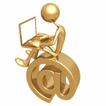 simsearch:400-05910768,k - A Gold Guy Email Concept And Presentation Figure In 3D Foto de stock - Royalty-Free Super Valor e Assinatura, Número: 400-04110643