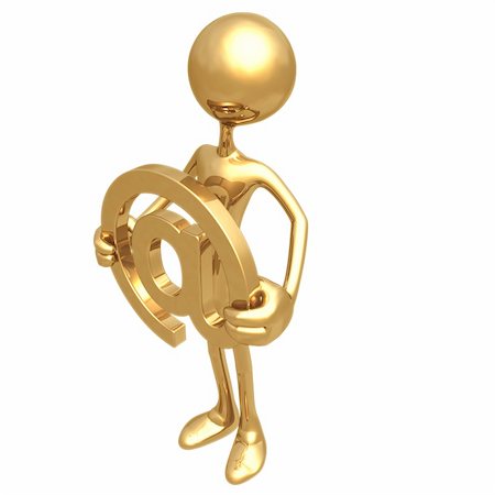 simsearch:400-05910768,k - A Gold Guy Email Concept And Presentation Figure In 3D Foto de stock - Royalty-Free Super Valor e Assinatura, Número: 400-04110652