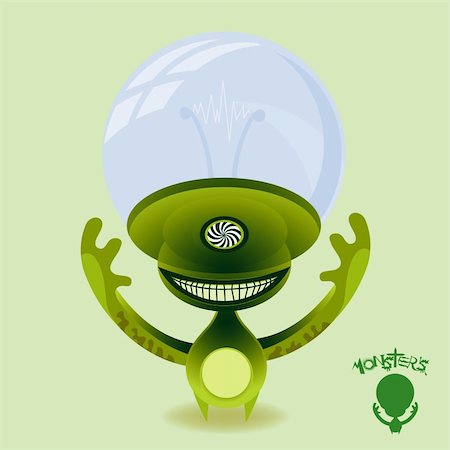 simsearch:400-07407480,k - Hypnotic green power hungry alien. Beware! Stockbilder - Microstock & Abonnement, Bildnummer: 400-04111092