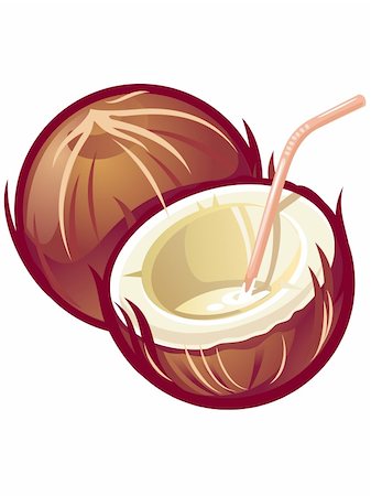 shimanism (artist) - A vector stylized coconut with straw Stock Photo - Budget Royalty-Free & Subscription, Code: 400-04111154