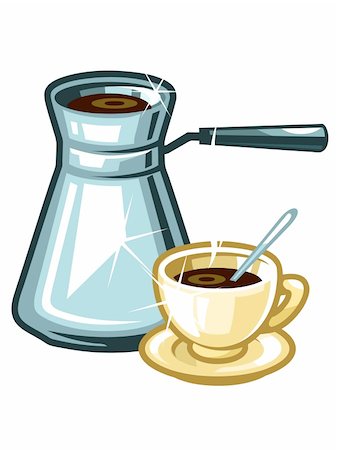 shimanism (artist) - A vector  coffee-pot  and  a cup of coffee. Stock Photo - Budget Royalty-Free & Subscription, Code: 400-04111155