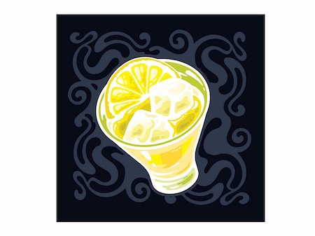 simsearch:400-08530618,k - A vector  stylized glass of Martini with a lemon and an ice Foto de stock - Royalty-Free Super Valor e Assinatura, Número: 400-04111161