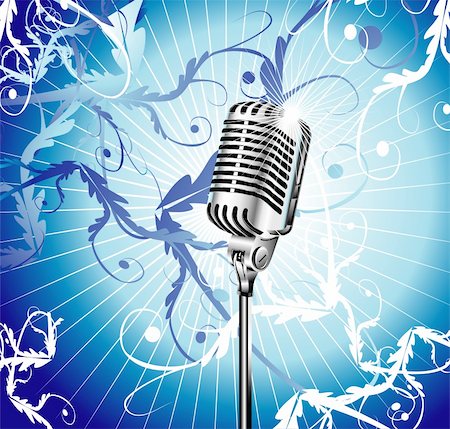 Chromed microphone for singer with abstract background Stock Photo - Budget Royalty-Free & Subscription, Code: 400-04111253