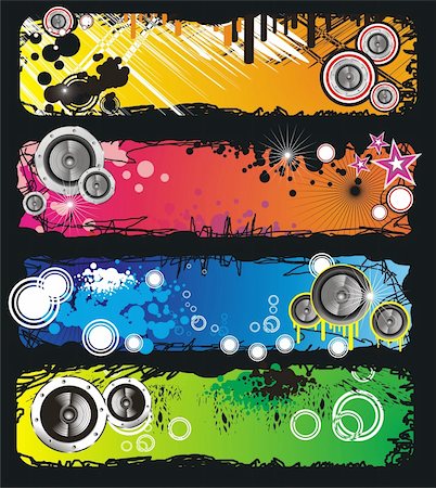 simsearch:400-04636733,k - Colorful Grunge Style Music Banner Photographie de stock - Aubaine LD & Abonnement, Code: 400-04111438