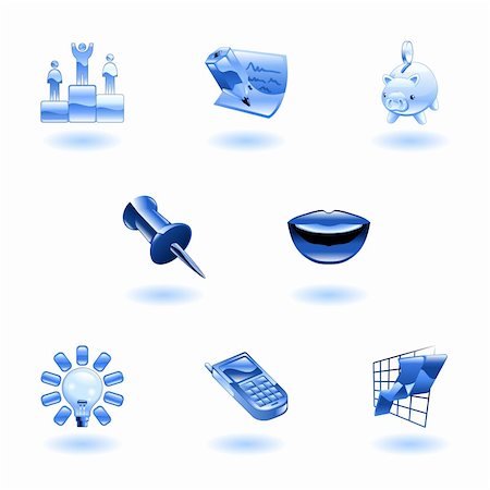 A set of glossy business and office icons Stock Photo - Budget Royalty-Free & Subscription, Code: 400-04111476
