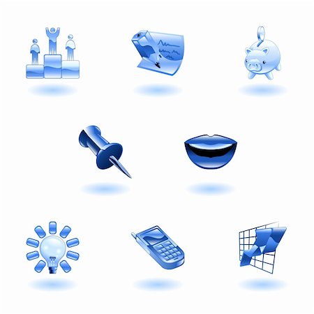 piggy bank vector icon - A set of glossy business and office icons Stock Photo - Budget Royalty-Free & Subscription, Code: 400-04111476