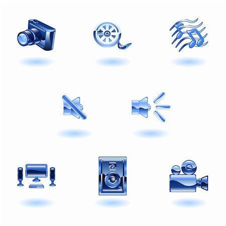 simsearch:400-04121146,k - A set of shiny slossy media icons Photographie de stock - Aubaine LD & Abonnement, Code: 400-04111479