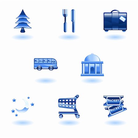 simsearch:400-04101299,k - Tourist locations icon set Icon set relating to city or location information for tourist web sites or maps etc. Photographie de stock - Aubaine LD & Abonnement, Code: 400-04111495