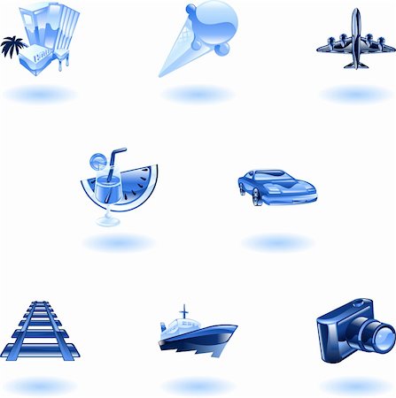 simsearch:400-04101299,k - A blue travel and tourism web icon set Photographie de stock - Aubaine LD & Abonnement, Code: 400-04111498