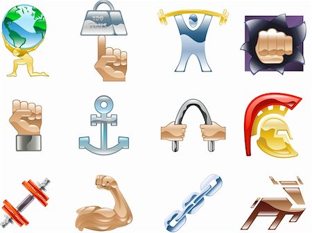 A conceptual icon set relating to strength and being strong. Stock Photo - Budget Royalty-Free & Subscription, Code: 400-04111491