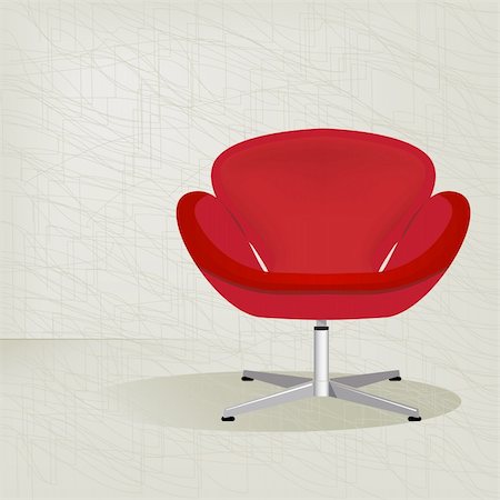 Swanky retro red mid-century modern chair with a subtle modern background texture. Easy-edit layered vector file. Stock Photo - Budget Royalty-Free & Subscription, Code: 400-04111511