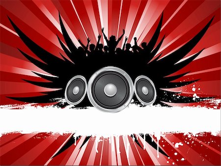 Grunge music background with crowd silhouette Stock Photo - Budget Royalty-Free & Subscription, Code: 400-04111857