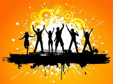 simsearch:400-04969579,k - Silhouettes of people dancing on grunge background Stock Photo - Budget Royalty-Free & Subscription, Code: 400-04111858