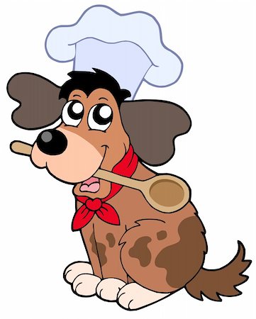 simsearch:400-04598569,k - Cartoon dog chef with spoon - vector illustration. Stock Photo - Budget Royalty-Free & Subscription, Code: 400-04111884