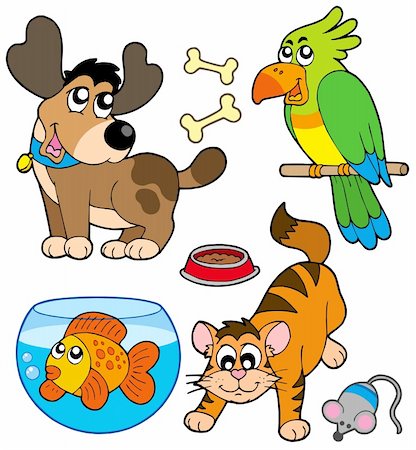 dogs and cats playing - Cartoon pets collection - vector illustration. Stock Photo - Budget Royalty-Free & Subscription, Code: 400-04111886