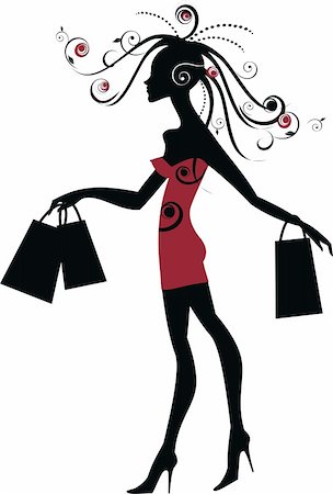 easy shopping women in color black and red Stock Photo - Budget Royalty-Free & Subscription, Code: 400-04112029
