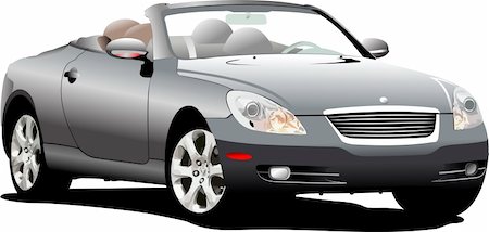 speed sedan - Grey  car cabriolrt on the road. Vector illustration Stock Photo - Budget Royalty-Free & Subscription, Code: 400-04112517