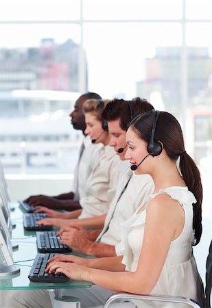 simsearch:400-04113098,k - Mixed race business called centre with people on headsets Stock Photo - Budget Royalty-Free & Subscription, Code: 400-04113096