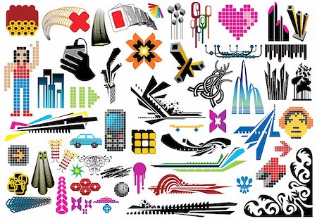 simsearch:400-05876670,k - Collection of 50 design elements. Use these items to create artworks, flyers, covers and advertisements. Visit my portfolio for more vector packs. Stockbilder - Microstock & Abonnement, Bildnummer: 400-04113235