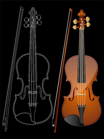 fiddling - Vector image of a violin isolated on black background. Photographie de stock - Aubaine LD & Abonnement, Code: 400-04113246