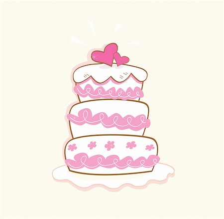 simsearch:400-05295204,k - Pink decorative sweet cake. May be used on wedding, birthday, party or valentines occasion. Art vector illustration. Stock Photo - Budget Royalty-Free & Subscription, Code: 400-04113743