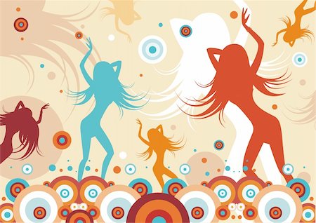 elements of dance action cartoon - background with a dancing girls Photographie de stock - Aubaine LD & Abonnement, Code: 400-04113830