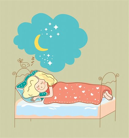 simsearch:400-06739427,k - vector Illustration of little girl sleeping. Adobe illustrator EPS 8 Stockbilder - Microstock & Abonnement, Bildnummer: 400-04113857