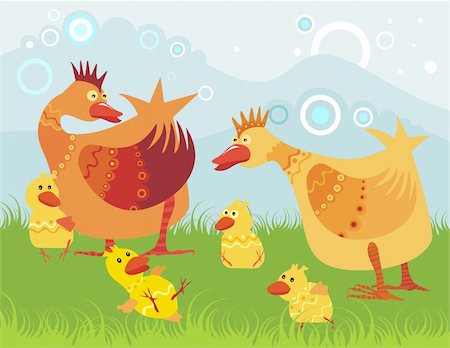 family hen - vector illustration of a colorfull bird Stock Photo - Budget Royalty-Free & Subscription, Code: 400-04113908