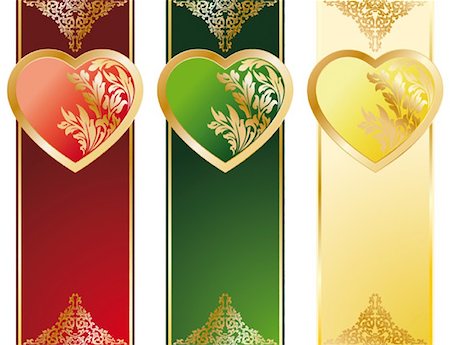 simsearch:400-04667661,k - The Valentine's Day Heart banners in three color Photographie de stock - Aubaine LD & Abonnement, Code: 400-04113918