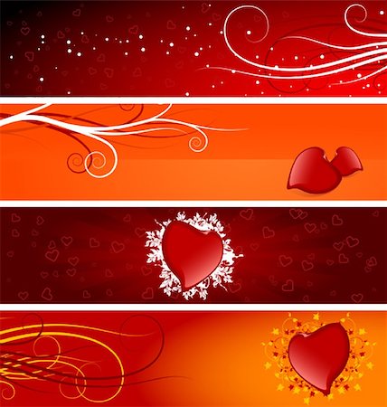 simsearch:400-04668680,k - Color Saint Valentine's banners with snow scrolls and heart shapes Stockbilder - Microstock & Abonnement, Bildnummer: 400-04113944