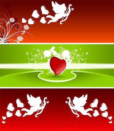 simsearch:400-04238346,k - Color Saint Valentine's banners with snow scrolls and heart shapes Stock Photo - Budget Royalty-Free & Subscription, Code: 400-04113945