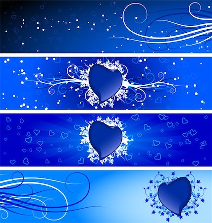 simsearch:400-04668680,k - Color Saint Valentine's banners with snow scrolls and heart shapes Stockbilder - Microstock & Abonnement, Bildnummer: 400-04113946