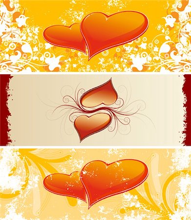 simsearch:400-04668680,k - Color Saint Valentine's banners with flowers and heart shapes Stockbilder - Microstock & Abonnement, Bildnummer: 400-04113955