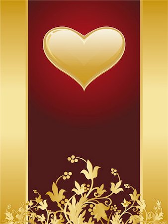 simsearch:400-04667661,k - Valentine card with gold decoration and heart shape Photographie de stock - Aubaine LD & Abonnement, Code: 400-04113956