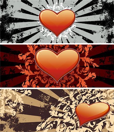 simsearch:400-04238322,k - Color Saint Valentine's banners with flowers and heart shapes Photographie de stock - Aubaine LD & Abonnement, Code: 400-04113953