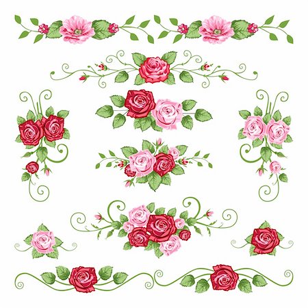 roses border designs - Collection in the victorian style with roses. Elements for your design. Stock Photo - Budget Royalty-Free & Subscription, Code: 400-04124265