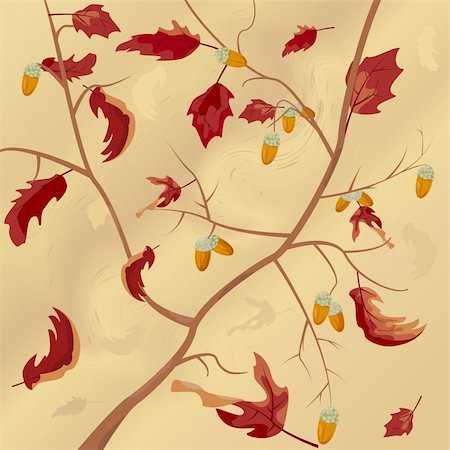 Vector autumn background with oak. Easy to edit and modify. EPS file included. Stock Photo - Budget Royalty-Free & Subscription, Code: 400-04124437