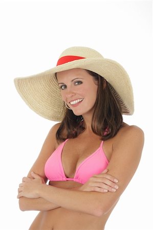 simsearch:400-04258029,k - A very sexy Caucasian woman weraing a pink bikini and a hat Foto de stock - Royalty-Free Super Valor e Assinatura, Número: 400-04124601