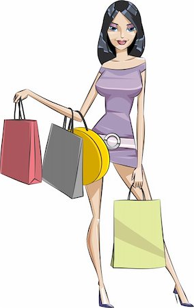 Girl after doing shopping, with some shopping bags Foto de stock - Super Valor sin royalties y Suscripción, Código: 400-04124749