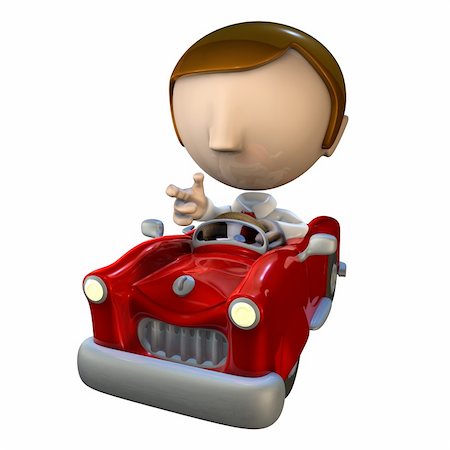 simsearch:400-08612289,k - 3d business man character driving in a red car Stock Photo - Budget Royalty-Free & Subscription, Code: 400-04124881