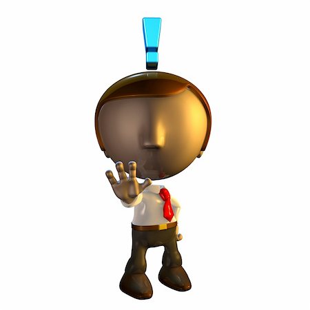 simsearch:400-04213571,k - 3d business man character with exclamation mark holding his hand out in warning Foto de stock - Royalty-Free Super Valor e Assinatura, Número: 400-04124891