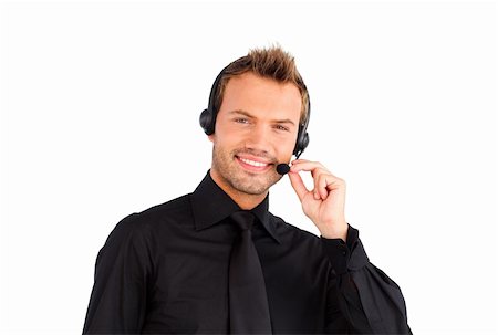simsearch:400-05710310,k - Businessman with headset and looking at the camera Stock Photo - Budget Royalty-Free & Subscription, Code: 400-04125224