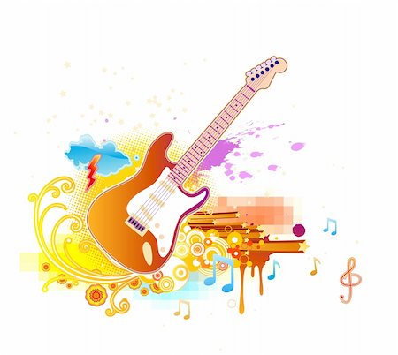 Vector illustration of shiny abstract party design with guitar Stock Photo - Budget Royalty-Free & Subscription, Code: 400-04125444