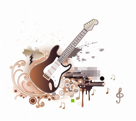 Vector illustration of abstract party design with guitar Stock Photo - Budget Royalty-Free & Subscription, Code: 400-04125445