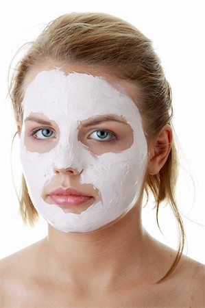 face and cleanse and one person - Cosmetics mask of clay on the  young female face Stock Photo - Budget Royalty-Free & Subscription, Code: 400-04125739