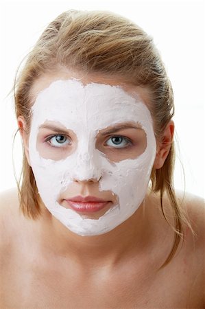 face and cleanse and one person - Cosmetics mask of clay on the  young female face Stock Photo - Budget Royalty-Free & Subscription, Code: 400-04125744