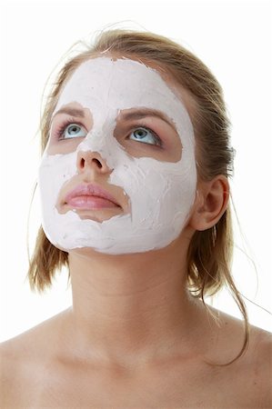 face and cleanse and one person - Cosmetics mask of clay on the  young female face Stock Photo - Budget Royalty-Free & Subscription, Code: 400-04125740