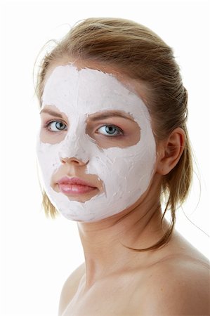 simsearch:400-07952664,k - Cosmetics mask of clay on the  young female face Foto de stock - Super Valor sin royalties y Suscripción, Código: 400-04125742